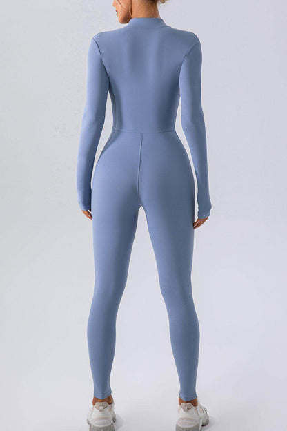 Half Zip Mock Neck Active Jumpsuit for Women Comfort Fit - Selvanelle