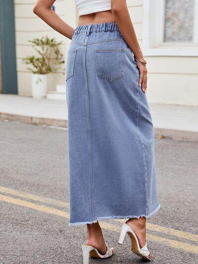 Slit Asymmetrical Waist Denim Skirt for Stylish Women - Selvanelle