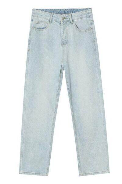 Straight Leg Jeans with Pockets for All-Day Comfort - Selvanelle