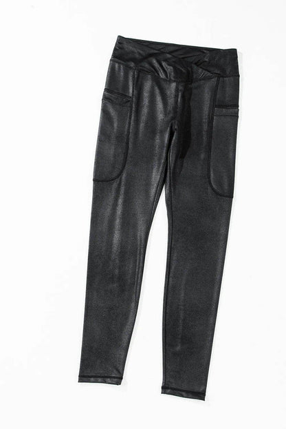 Pocketed V-Cut Waist Leggings for Comfort and Style - Selvanelle