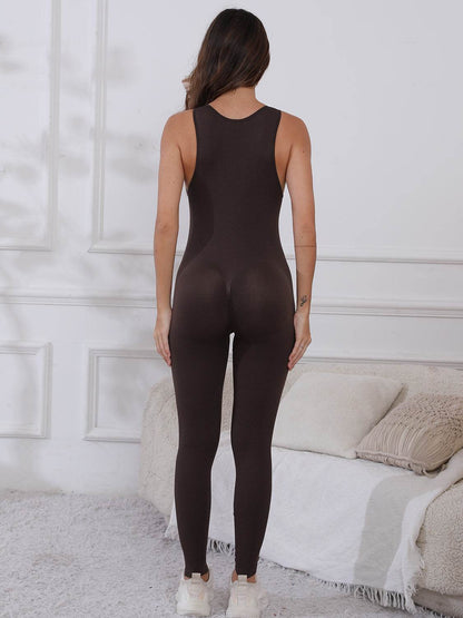 Half Zip Wide Strap Active Jumpsuit - Selvanelle