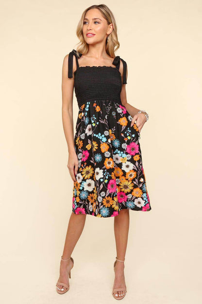 Haptics Smocked Cami Floral Dress for Summer Style - Selvanelle