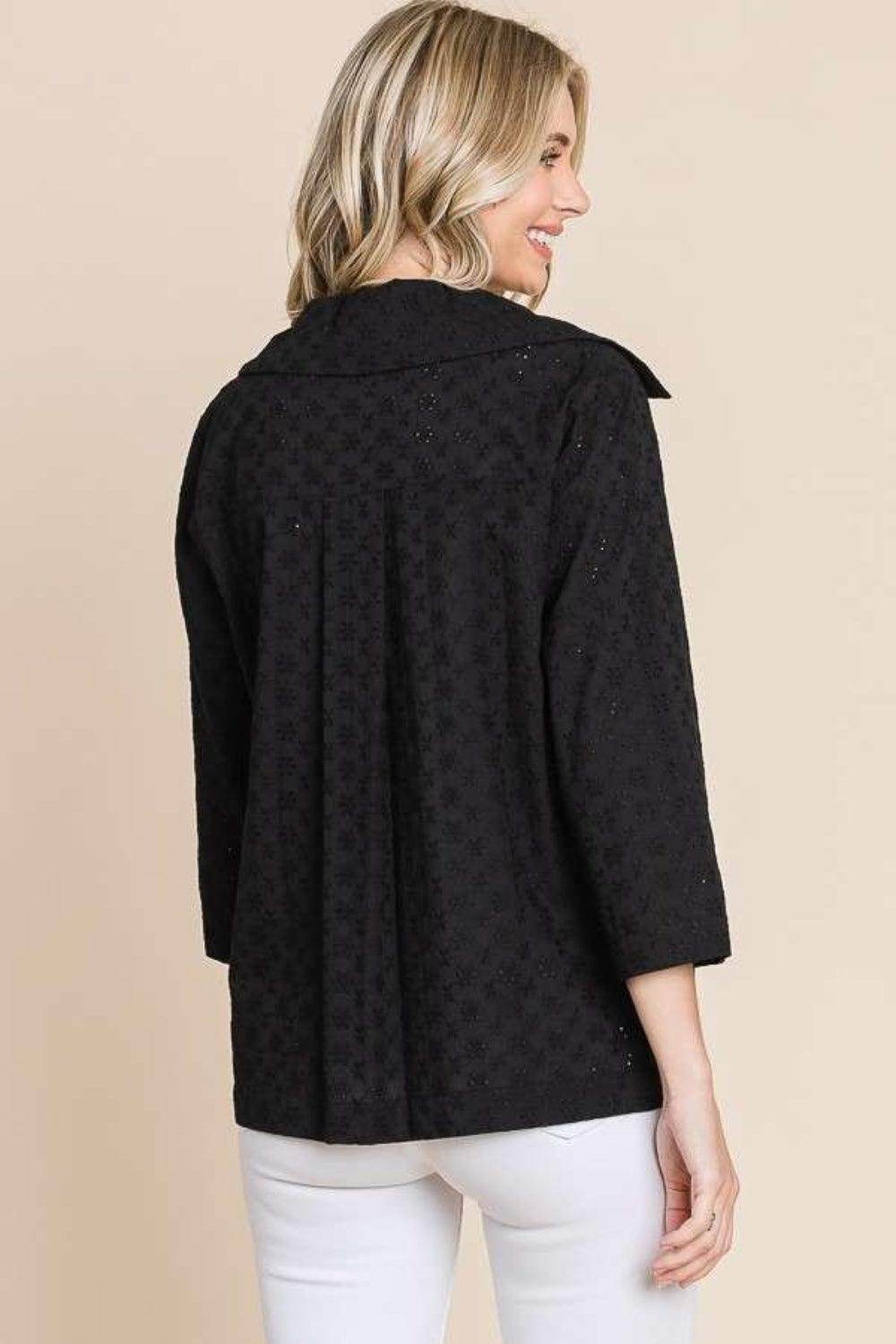 Culture Code Double Breasted Eyelet Jacket With Pockets - Selvanelle
