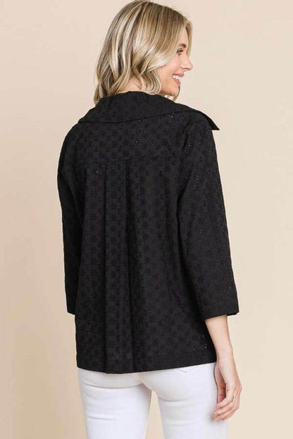 Culture Code Double Breasted Eyelet Jacket With Pockets - Selvanelle