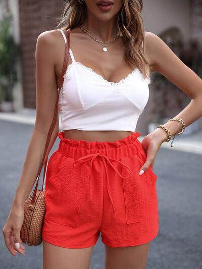 Tied High Waist Shorts with Pockets for Women Fashion - Selvanelle