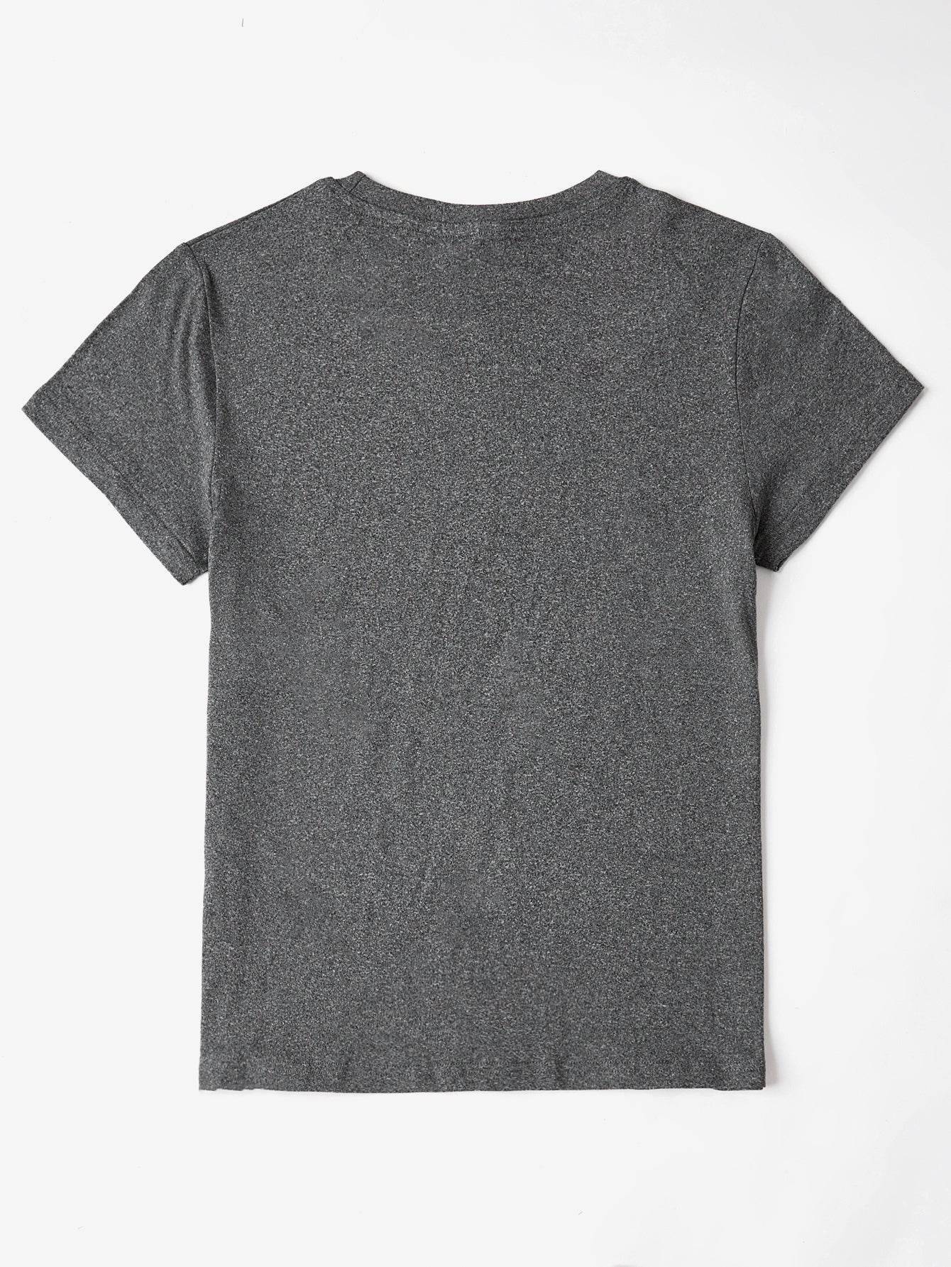 Letter Graphic Round Neck Short Sleeve T-Shirt - Selvanelle