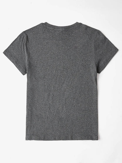 Letter Graphic Round Neck Short Sleeve T-Shirt - Selvanelle