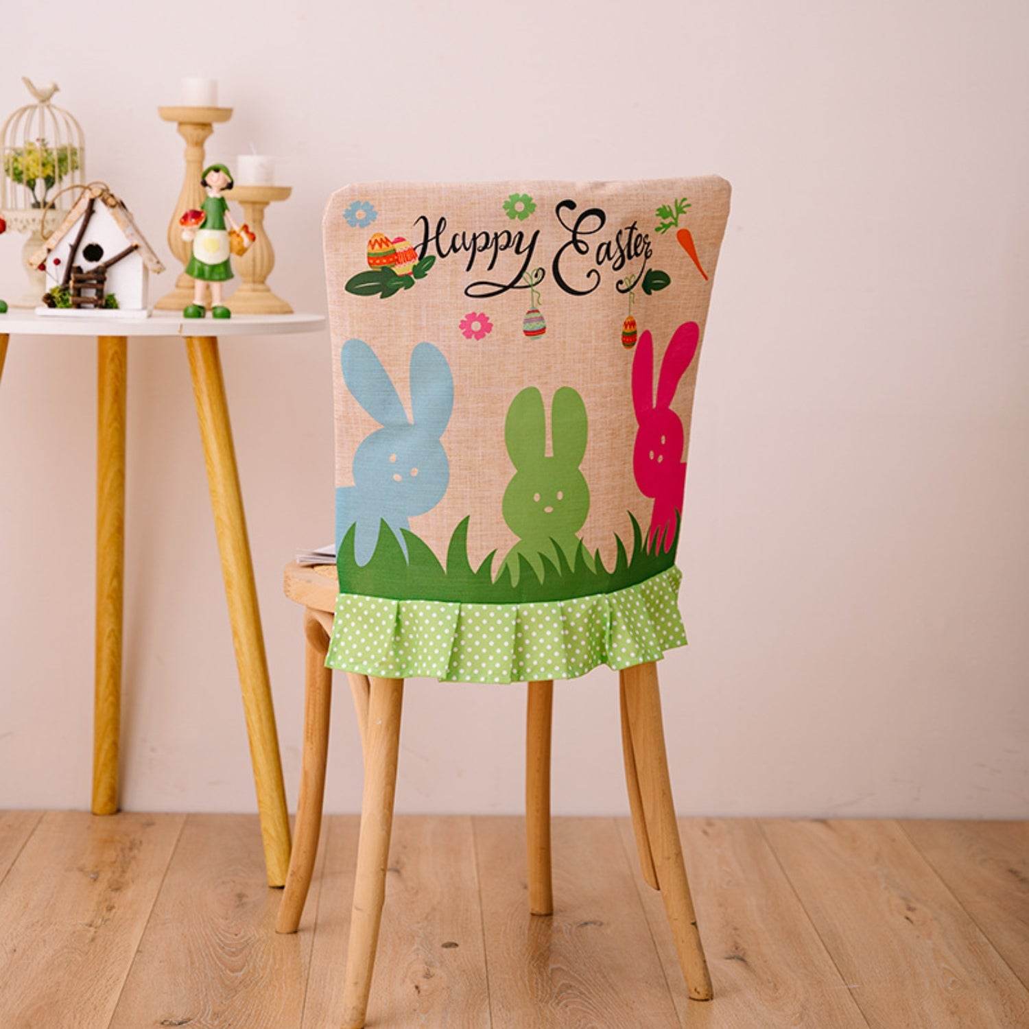 Easter Polka Dot Pleated Hem Chair Cover - Selvanelle