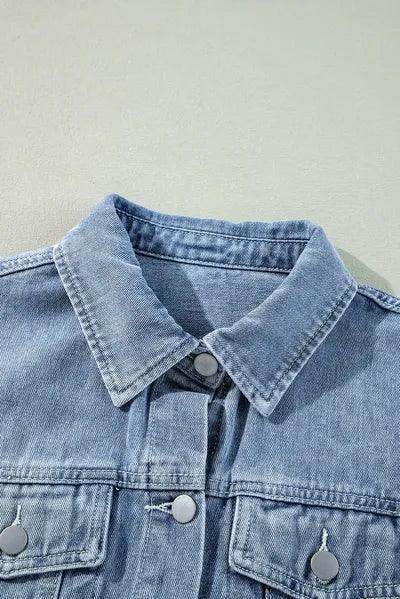 Raw Hem Long Sleeve Denim Jacket for Stylish Women - Selvanelle