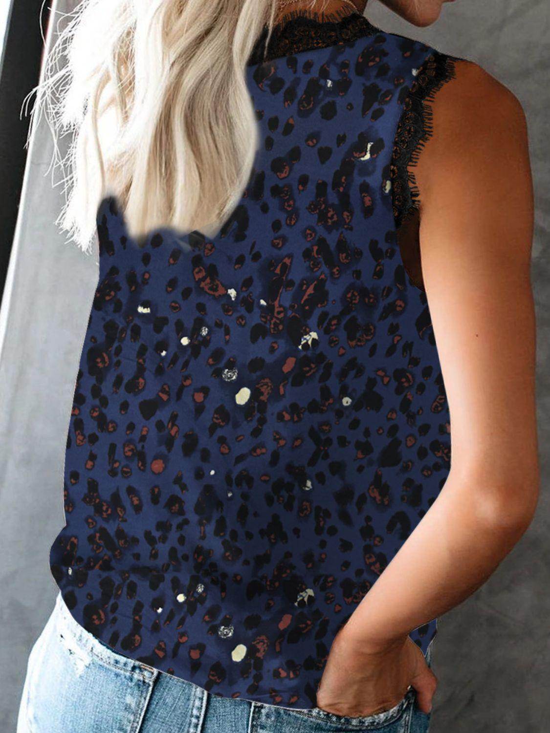 Lace Detail V-Neck Tank Top for Women in Various Sizes - Selvanelle