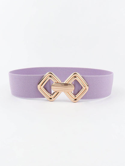 Geometric Buckle Elastic Wide Belt for Stylish Comfort - Selvanelle