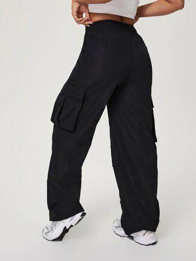 Drawstring Wide Leg Pants with Pockets for Women - Selvanelle
