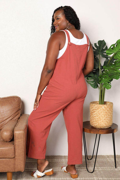 Perfee Wide Leg Overalls with Front Pockets for Women - Selvanelle