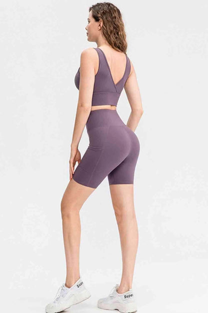 Wide Waistband Sports Shorts with Pockets for Active Wear - Selvanelle