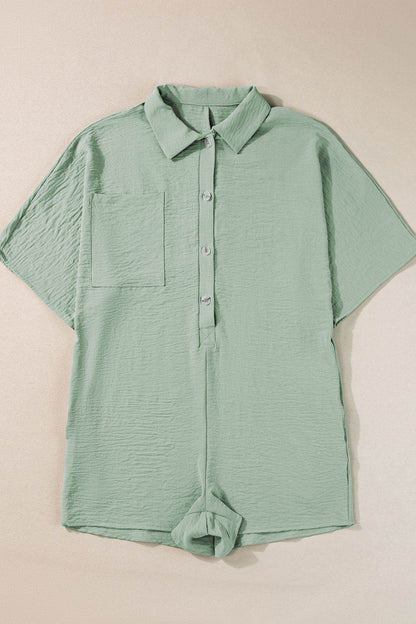 Half Button Collared Neck Romper - Selvanelle