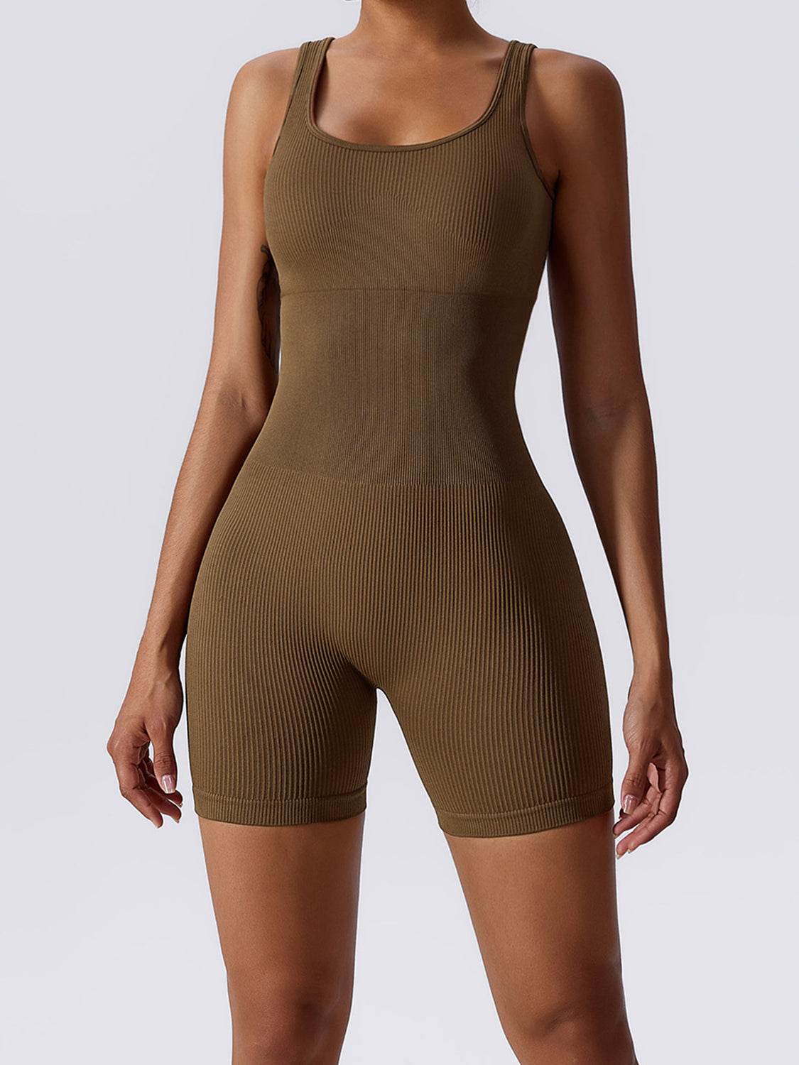 Basic Bae Ribbed Sleeveless Active Romper - Selvanelle