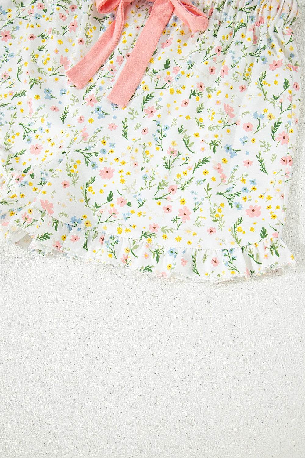 Printed Button Up Short Sleeve Top and Shorts Lounge Set - Selvanelle