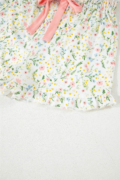 Printed Button Up Short Sleeve Top and Shorts Lounge Set - Selvanelle