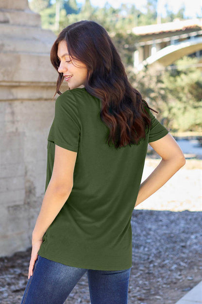 Basic Bae Full Size V-Neck Short Sleeve T-Shirt for Women - Selvanelle