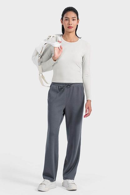 Millennia Round Neck Long Sleeve Sports Top - Selvanelle