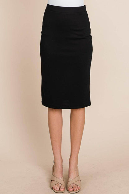 BOMBOM Elastic Waist Pencil Skirt for Chic Comfort Style - Selvanelle