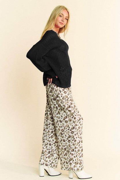 Davi & Dani Star Front Crochet Drop Shoulder Knit Top - Selvanelle