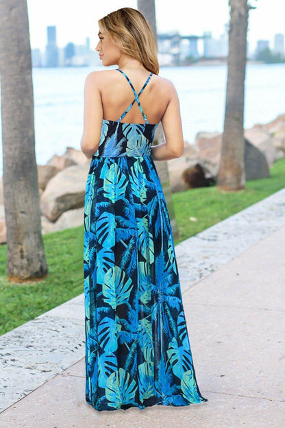 Crisscross Printed Surplice Cami Dress - Selvanelle