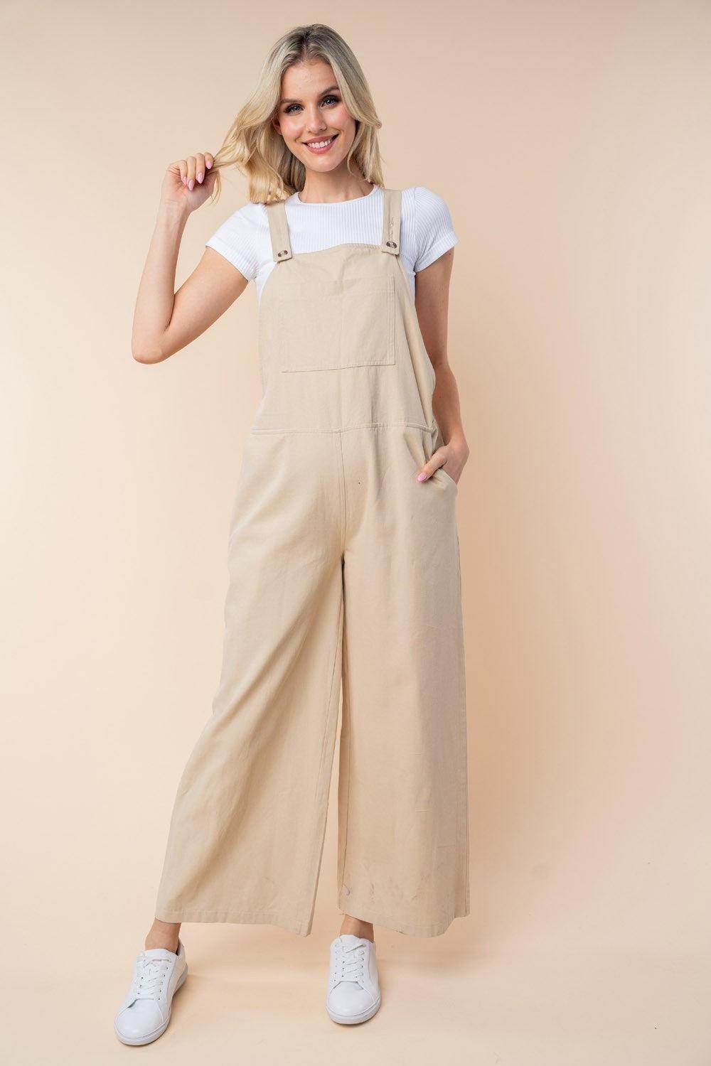 White Birch Sleeveless Wide Leg Jumpsuit for Women - Selvanelle
