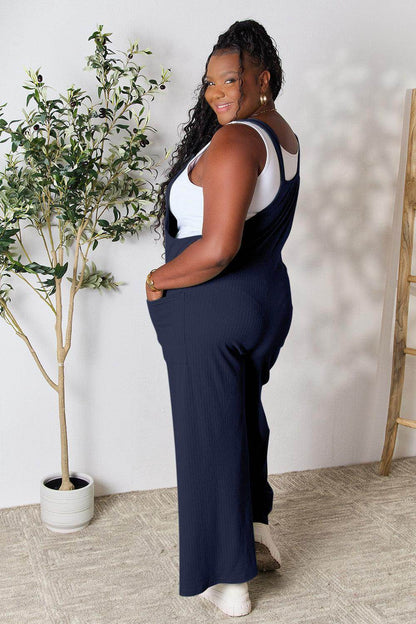 Double Take Full Size Wide Strap Overall with Pockets For Women - Selvanelle