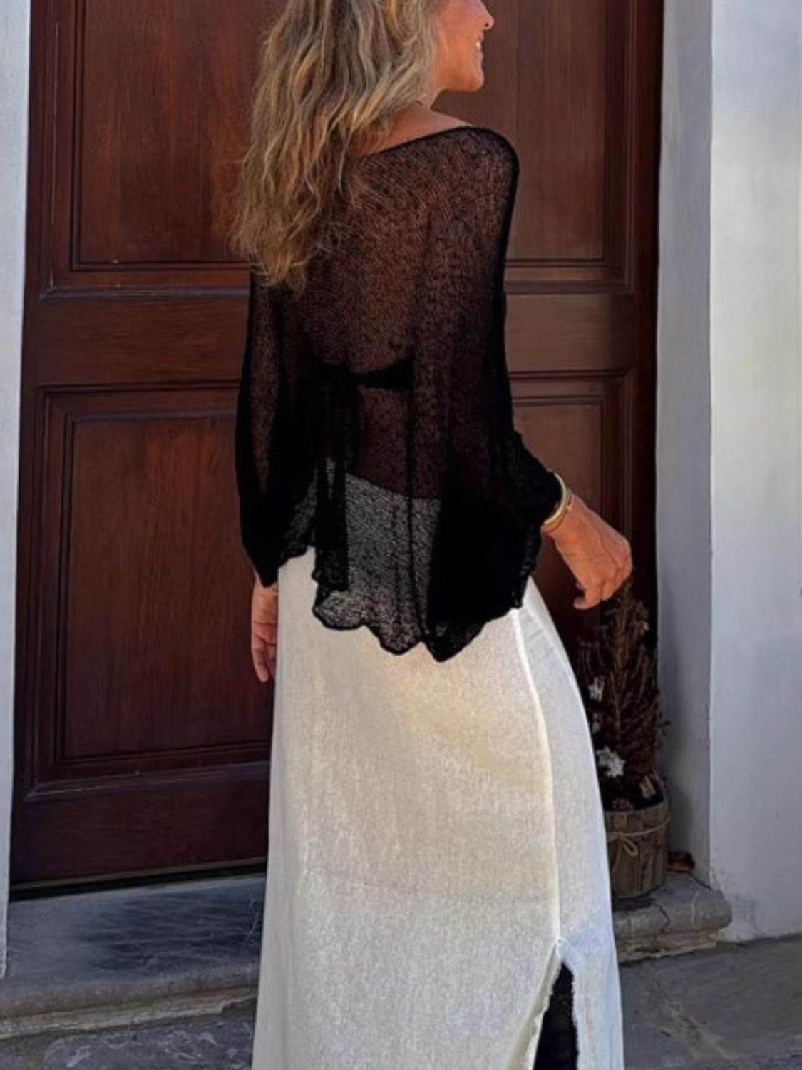 Round Neck Long Sleeve Cover-Up - Selvanelle