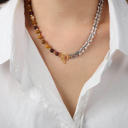 Titanium Steel Egg Yolk Stone Necklace - Selvanelle