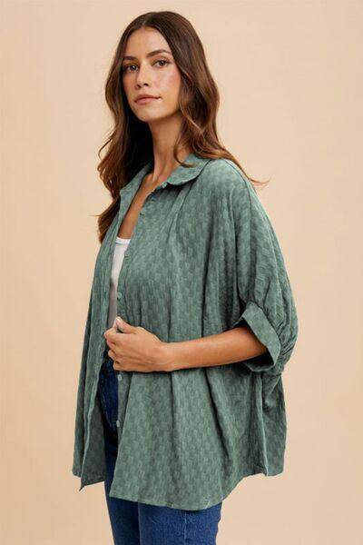 Annie Wear Checkered Button Up Half Sleeve Shirt for Women - Selvanelle