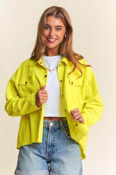 J.NNA Snap Down Long Sleeve High Low Shacket for Women - Selvanelle