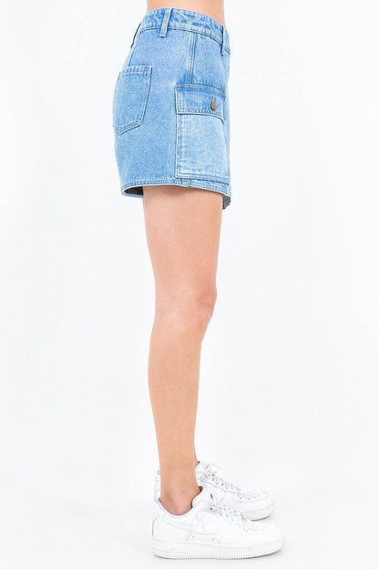 American Bazi Cargo Pocket Denim Skort for Trendy Style - Selvanelle