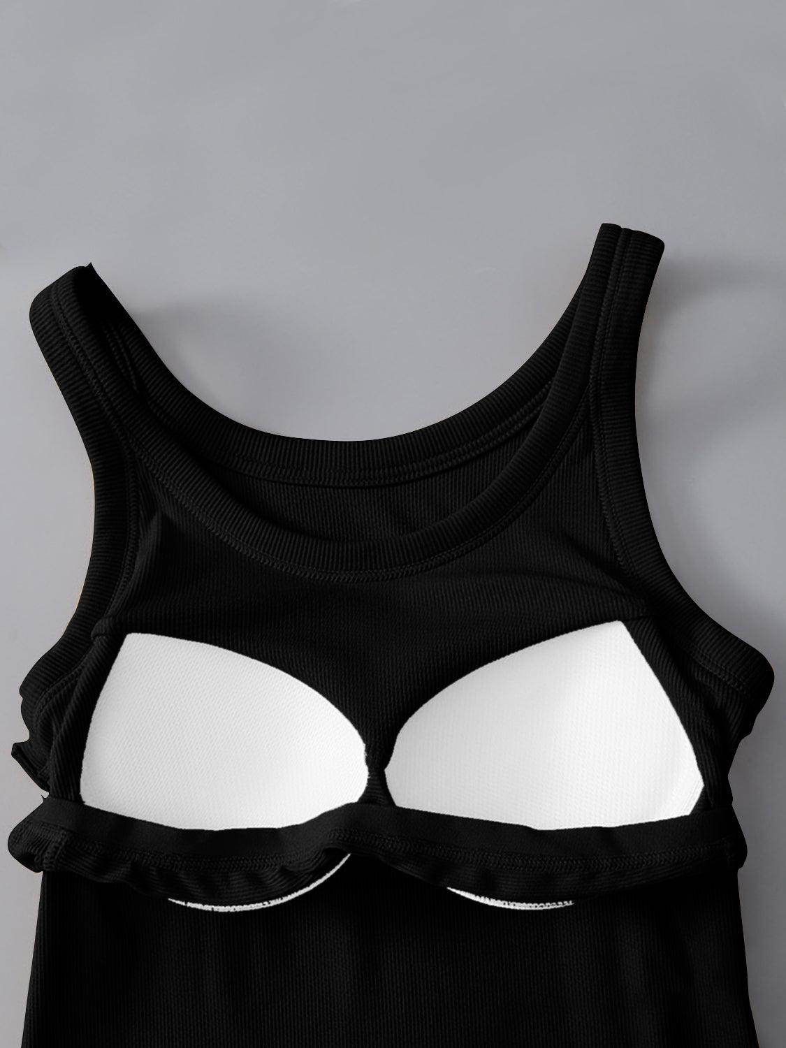 Round Neck Tank with Bra for Everyday Comfort Wear - Selvanelle