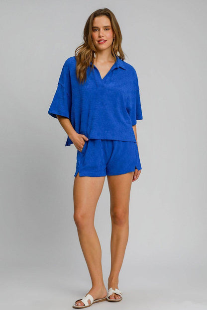 Umgee Floral Elastic Waist Jacquard Shorts with Pockets - Selvanelle