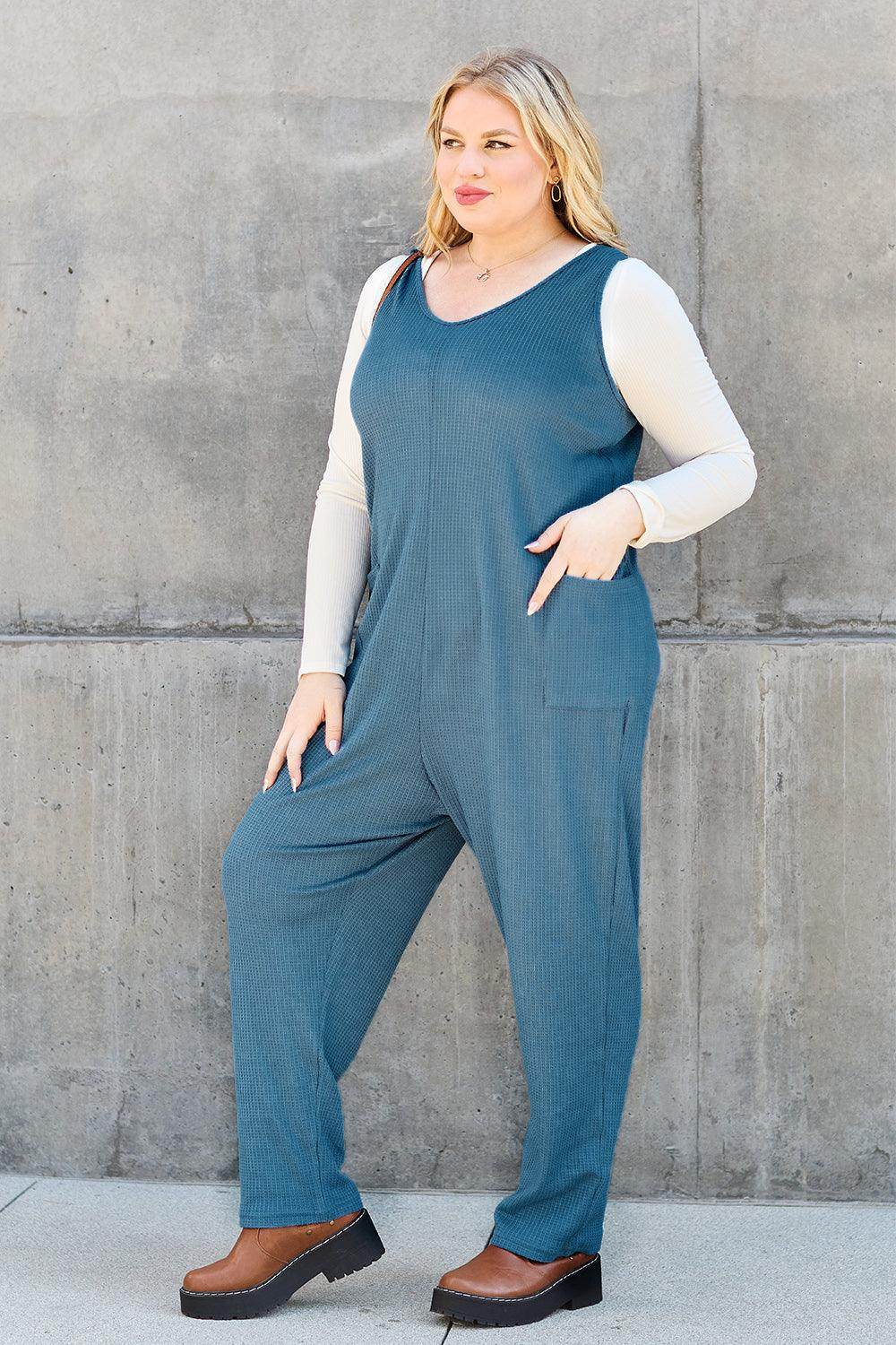 Double Take Full Size Sleeveless Straight Jumpsuit for Women - Selvanelle