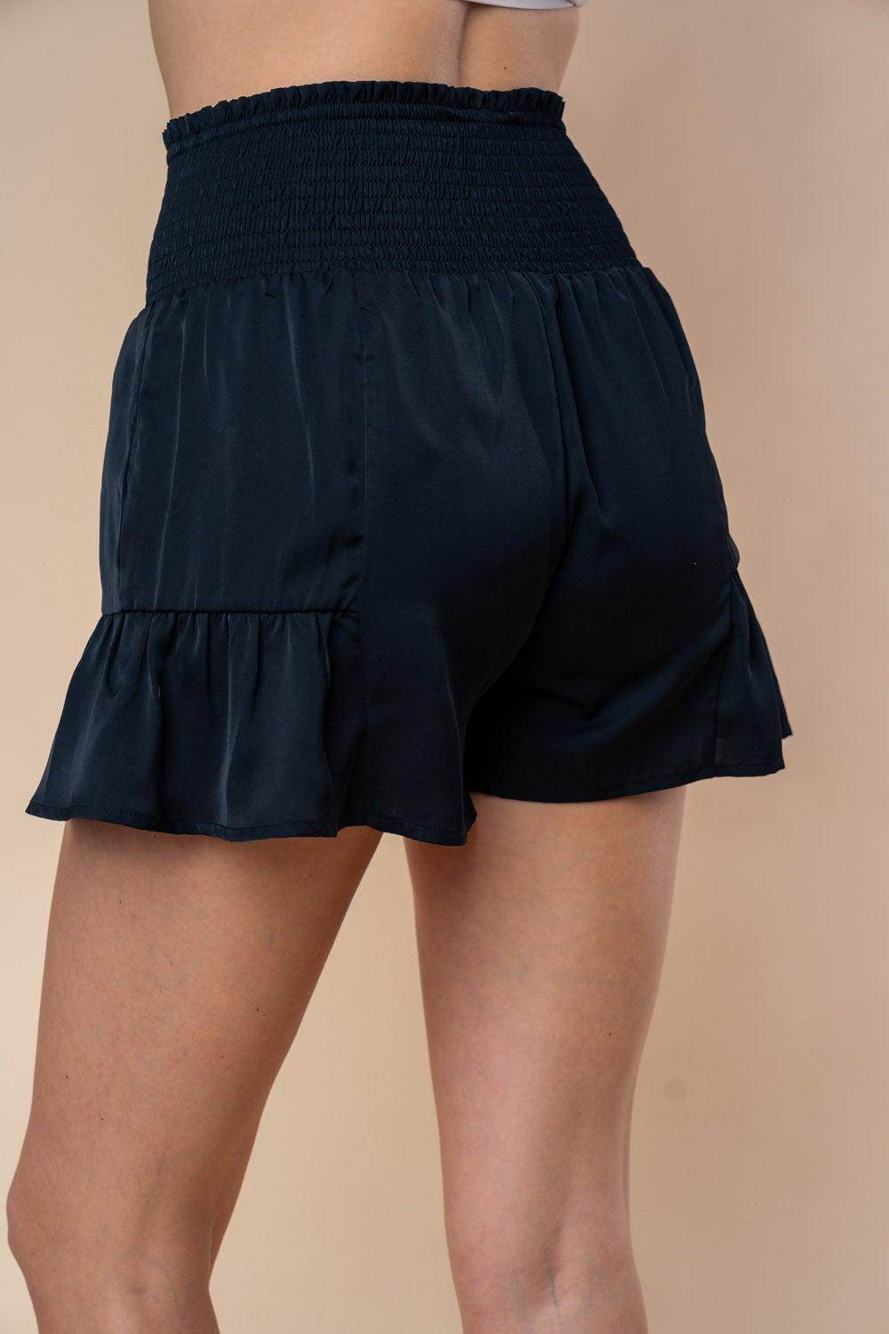 White Birch Full Size High Waisted Smocked Shorts for Women - Selvanelle