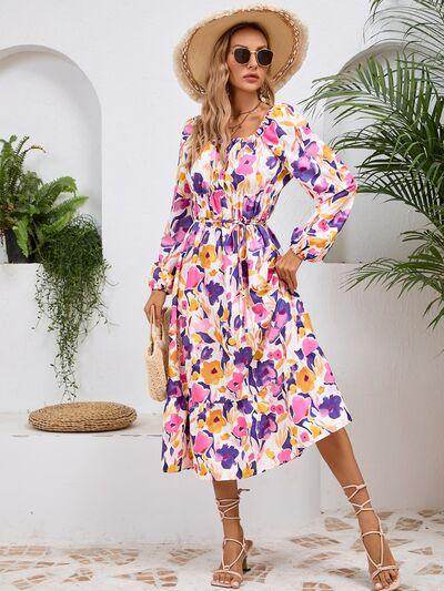 Stylish Printed Long Sleeve Midi Dress for All Occasions - Selvanelle