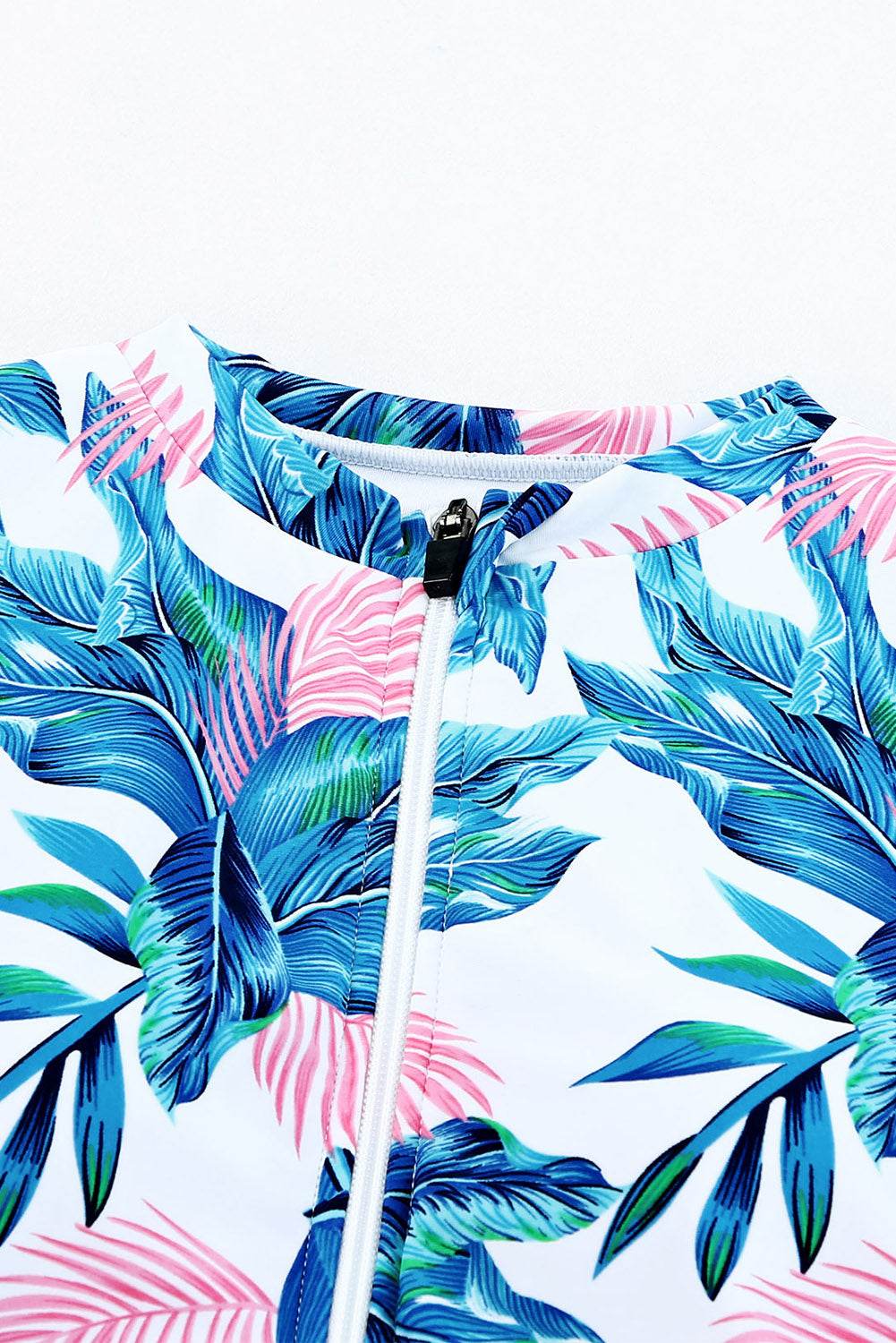 Printed Notched Half Sleeve One-Piece Swimwear - Selvanelle