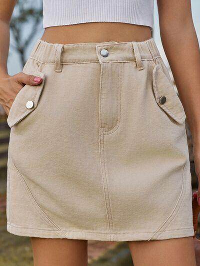 Stylish Pocketed Buttoned Mini Denim Skirt for Women - Selvanelle