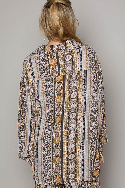 POL Long Sleeve Button Down Printed Shirt for Stylish Looks - Selvanelle