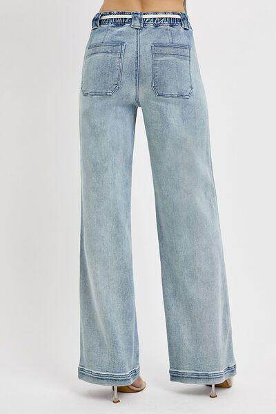 RISEN Full Size Straight Leg Jeans with Pockets Plus Size - Selvanelle