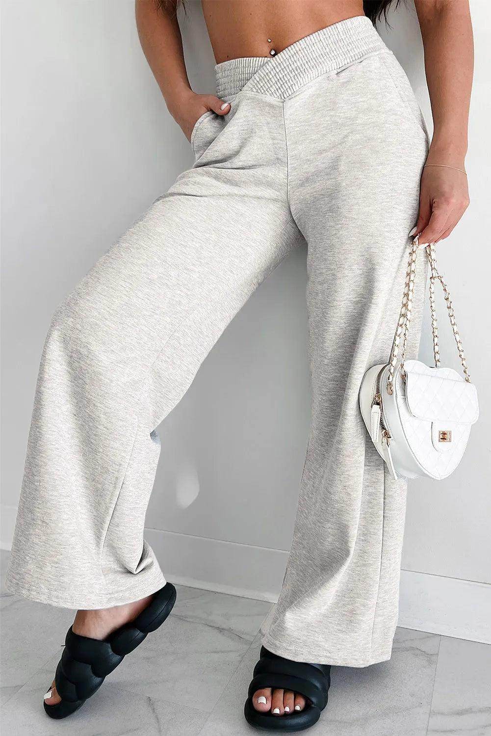 Elastic Waist Active Pants with Pockets for Women - Selvanelle