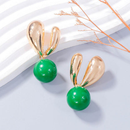 Alloy Drip Oil Bunny Earrings - Selvanelle