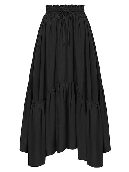Smocked Waist Band Ruched Layered Skirt for Women Fashion - Selvanelle