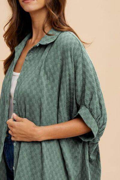 Annie Wear Checkered Button Up Half Sleeve Shirt for Women - Selvanelle