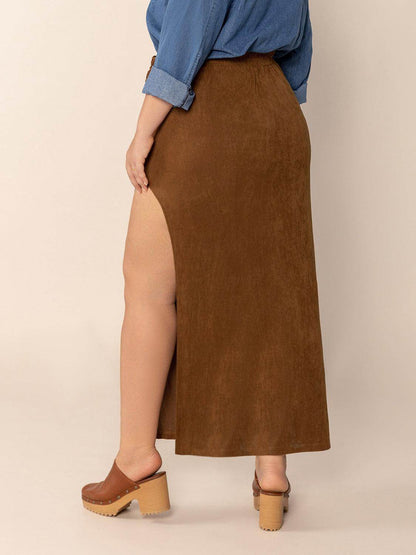 Plus Size Ruffled Slit High Rise Skirt for Stylish Comfort - Selvanelle