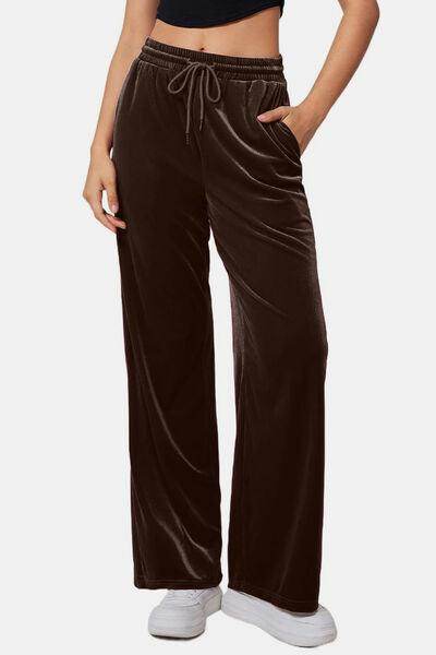 Drawstring Elastic Waist Straight Leg Pants for Women - Selvanelle