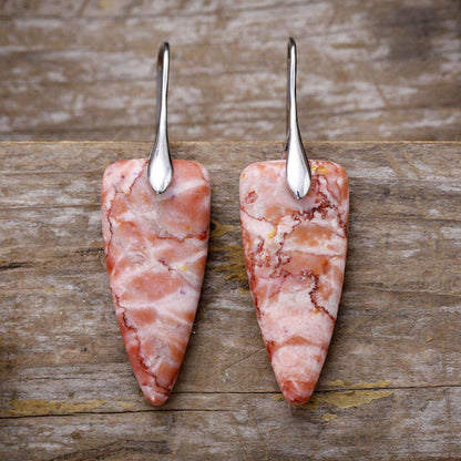 Natural Stone Geometric Shape Earrings in Platinum and Gold - Selvanelle